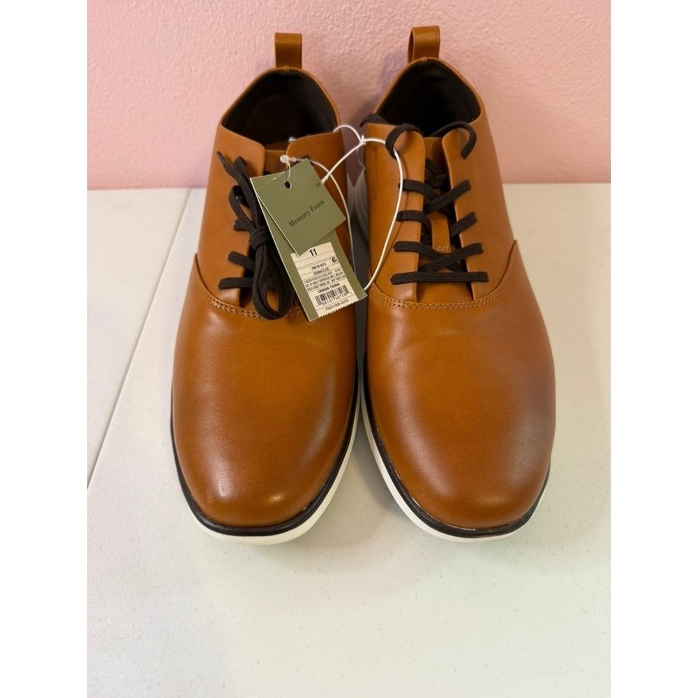 Goodfellow & Co Mens Cognac Brown Dress Sneakers Memory Foam Shoes Size 11 NEW